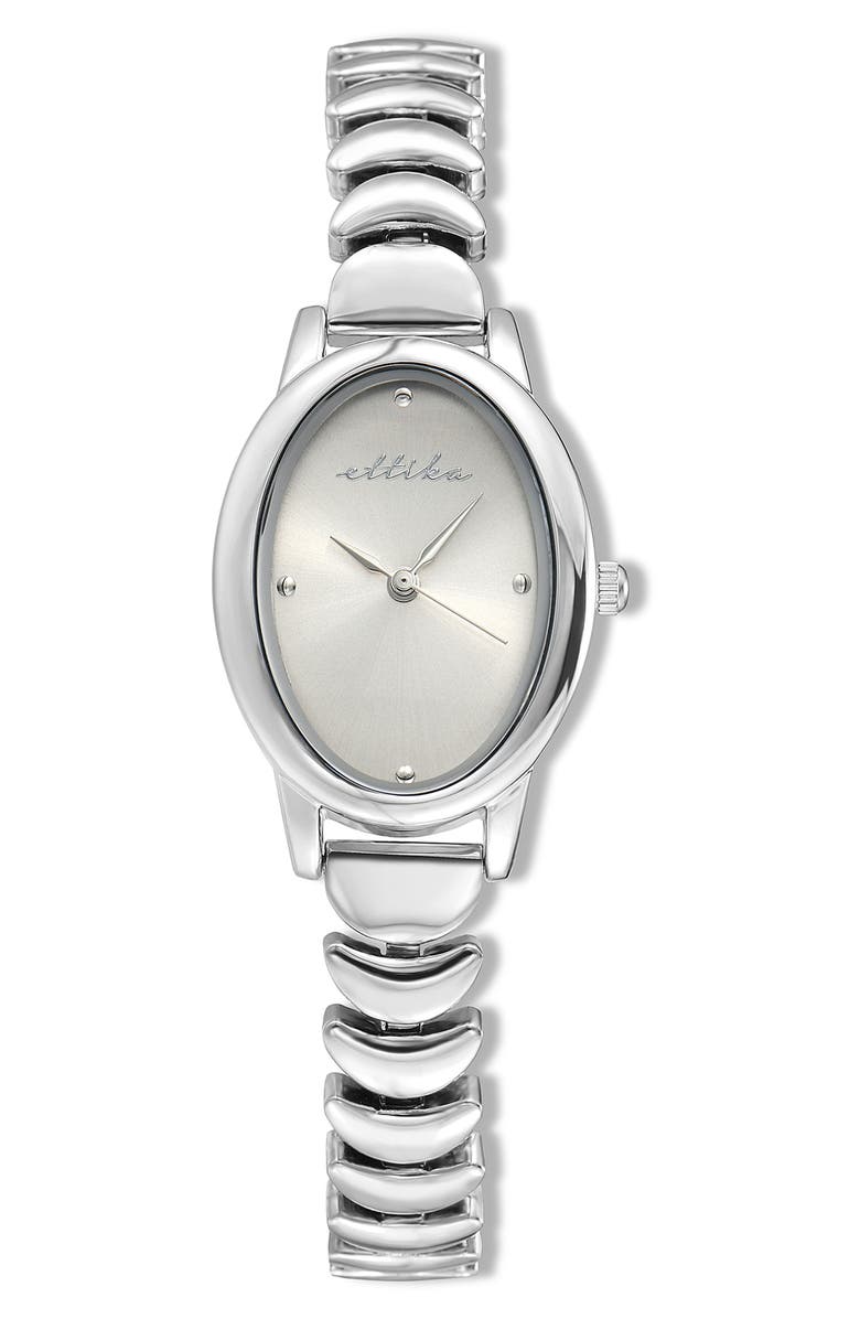 Ettika Oval Modern Bracelet Watch, 24mm x 31mm, Main, color, Bone And Silver