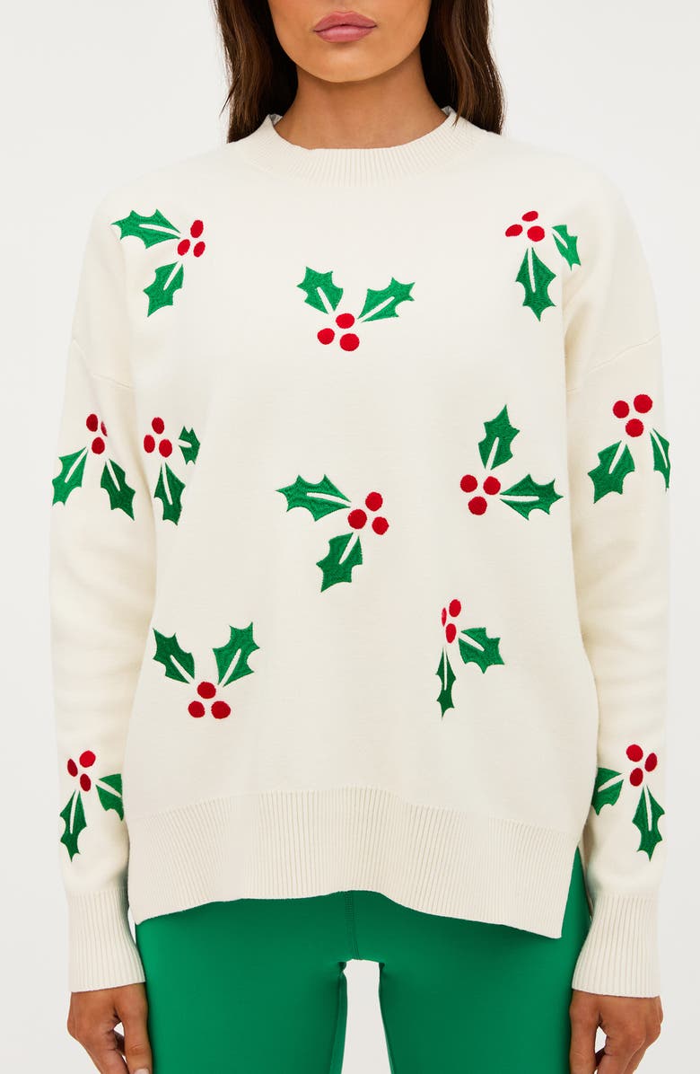 Beach Riot Callie Frosted Holly Sweater, Alternate, color,