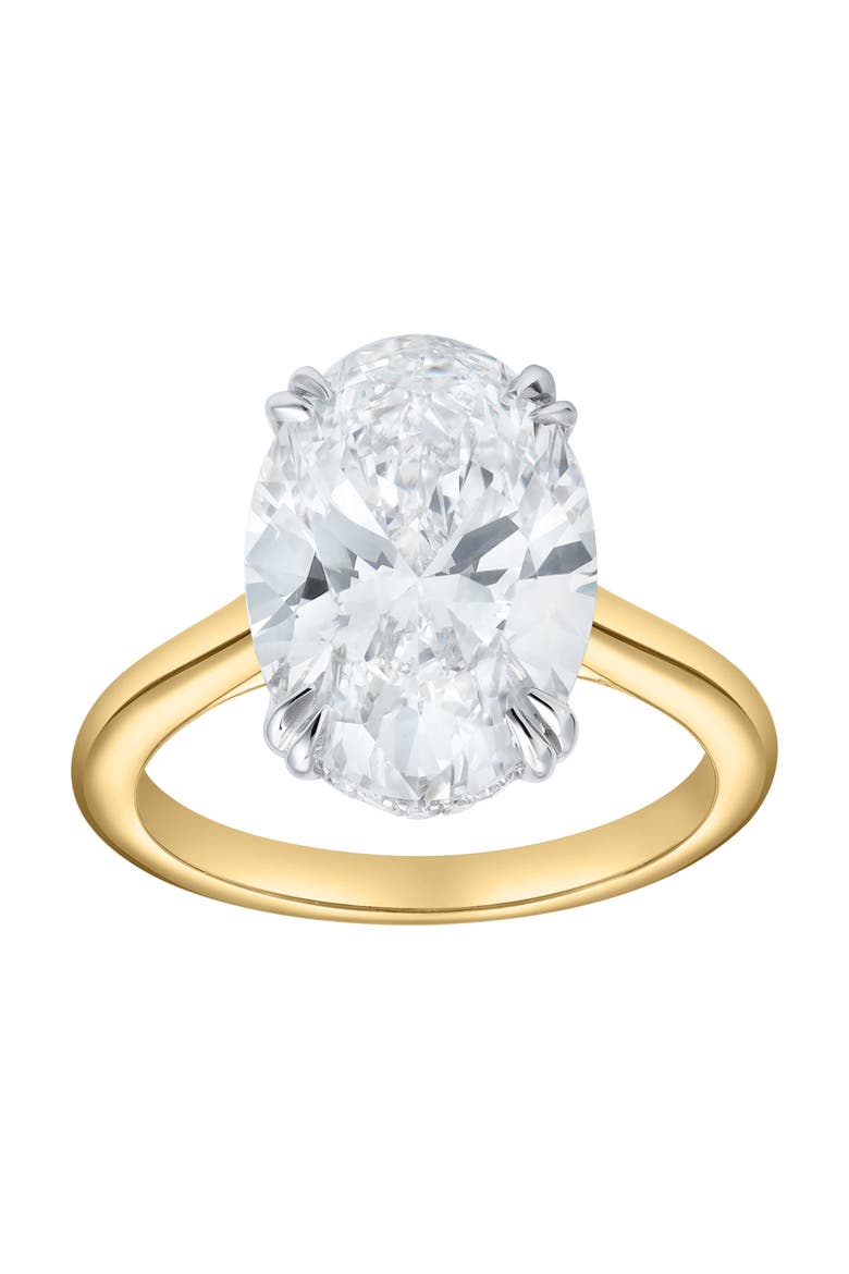 Evania 14K Gold Oval Cathedral Lab Grown Diamond Hidden Halo Engagement Ring - 5.15 Cts, Main, color, 14K Yellow Gold