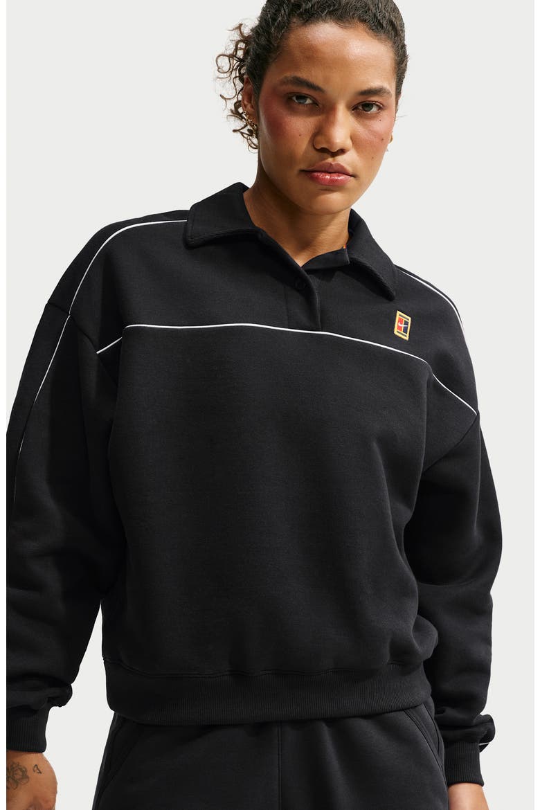 Court Piping Sweatshirt, Alternate, color, BLACK