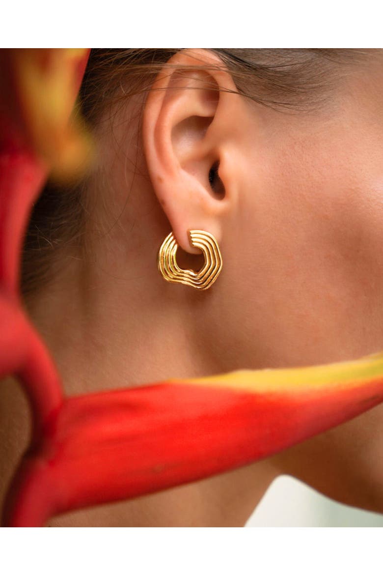 Nara Wave Stud Earrings, Alternate, color, Brass