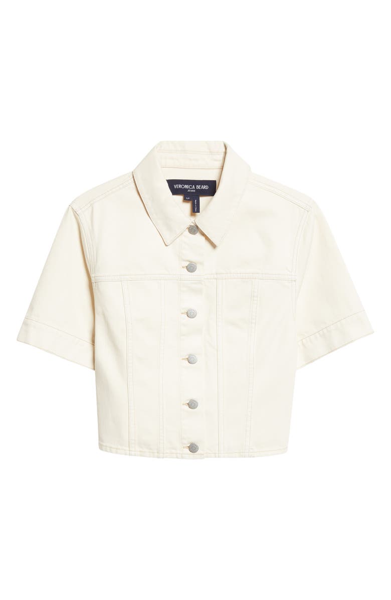 Veronica Beard Malcolm Short Sleeve Denim Jacket, Main, color, Ecru