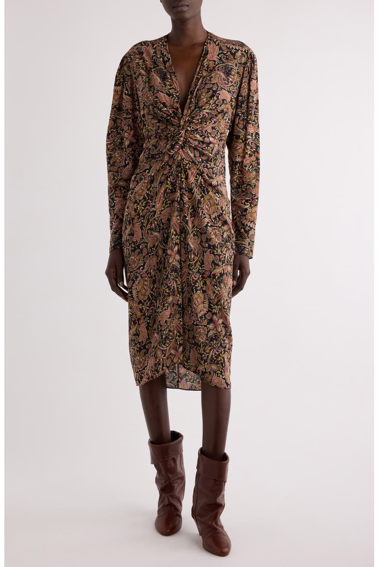 Zeliha Long Sleeve Dress, Main, color, BLACK / OCHRE