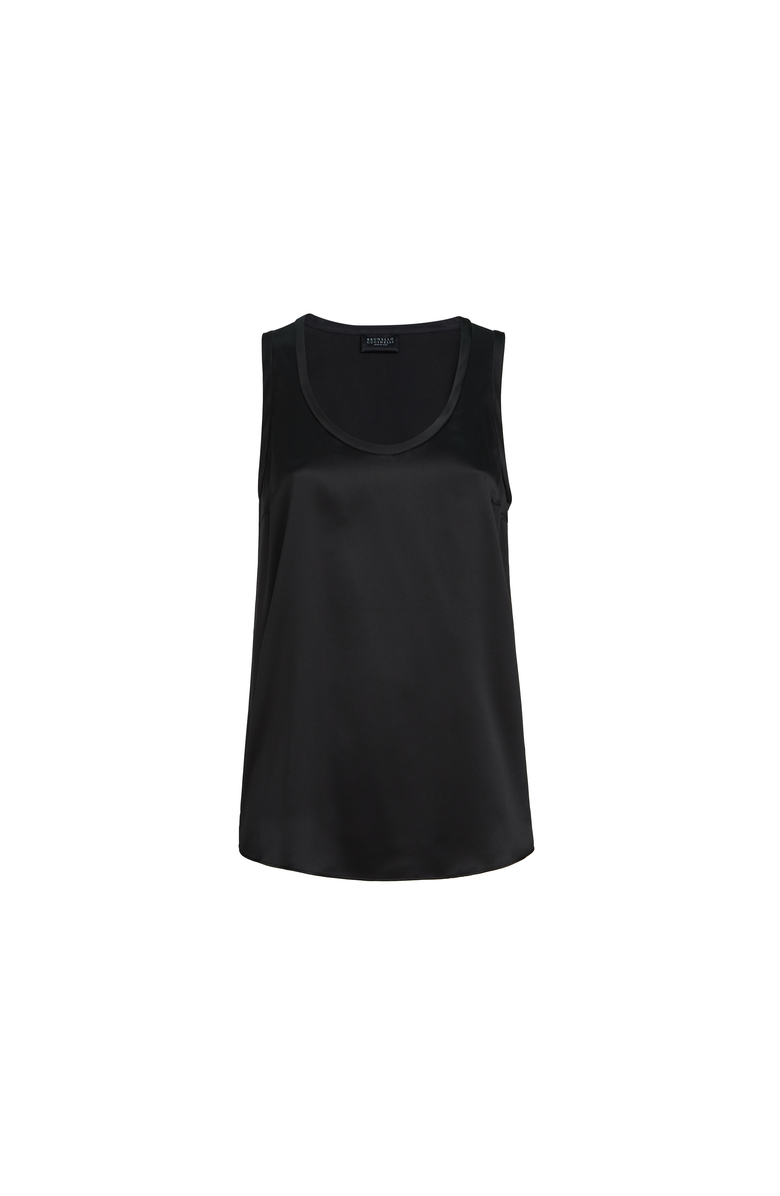 Brunello Cucinelli Satin top, Main, color, Black