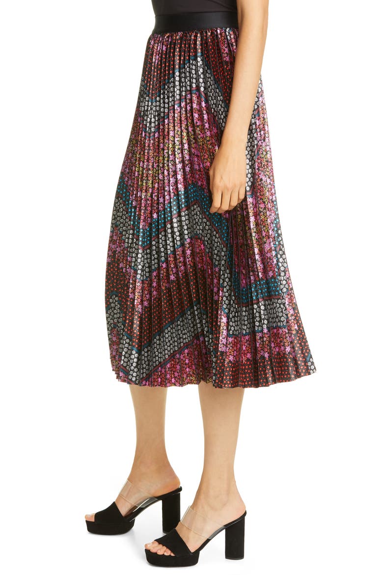 Love Street Floral Chevron Pleated Skirt, Alternate, color, LOVE STREET