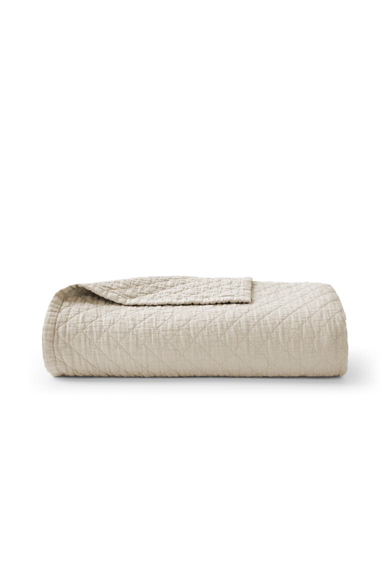 Porto Luxury Diamond Quilted Throw, Main, color, Biscuit