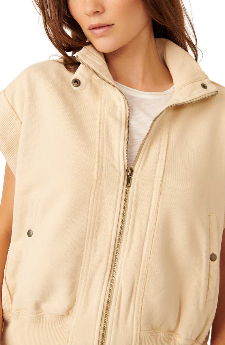 Free People Tolly Cotton Fleece Short Sleeve Jacket, Alternate, color, 