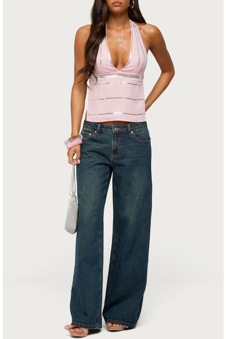 Roey Sequin Halter Chiffon Top, Alternate, color, LIGHT-PINK