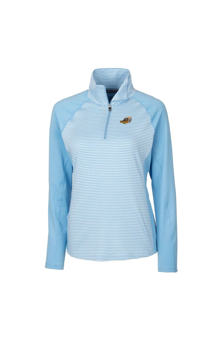 Cutter & Buck Women's Cutter & Buck  Powder Blue Akron RubberDucks Forge DryTec Tonal Stripe Stretch Half-Zip Top, Alternate, color, 