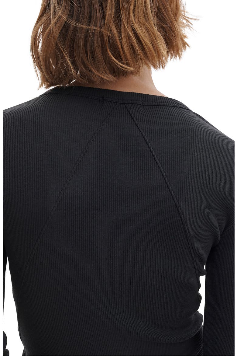 The Essential Rib Long Sleeve Cotton T-Shirt, Alternate, color, BLACK