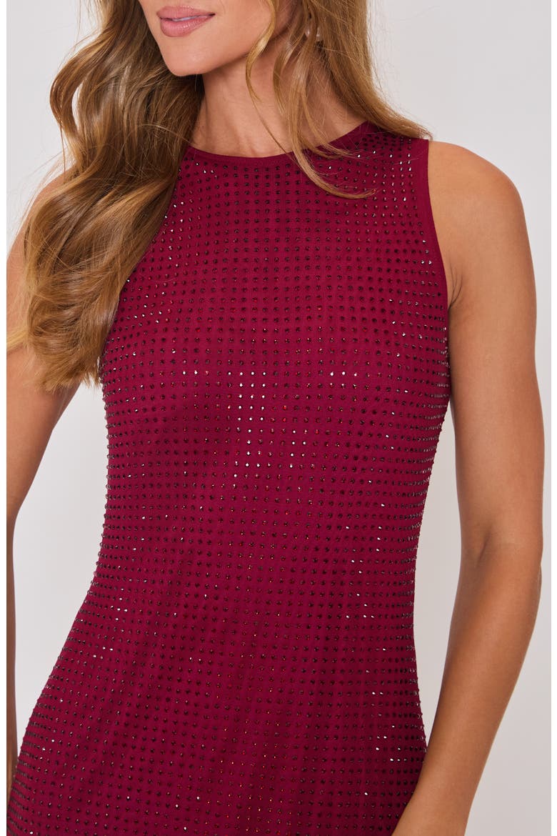 Rhinestone Detail Mesh Dress, Alternate, color, BURGUNDY