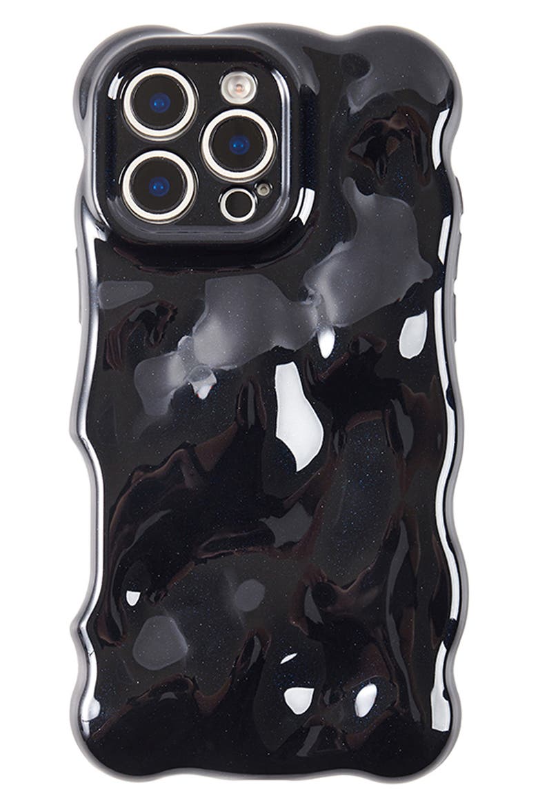 Glossy Black Bubbles iPhone 16 Pro Case, Main, color, BLACK