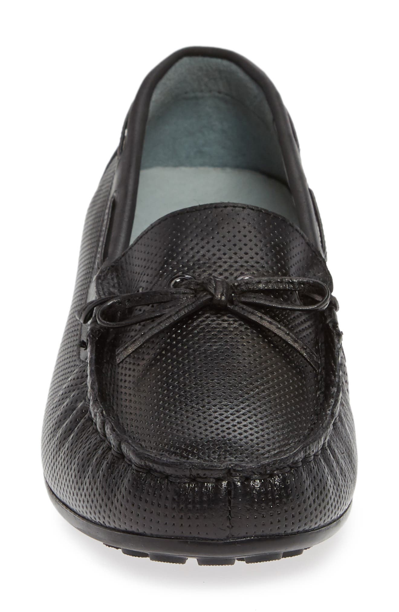 David Tate Perforated Slip-On Flat - Multiple Widths Available, Alternate, color, Black Leather