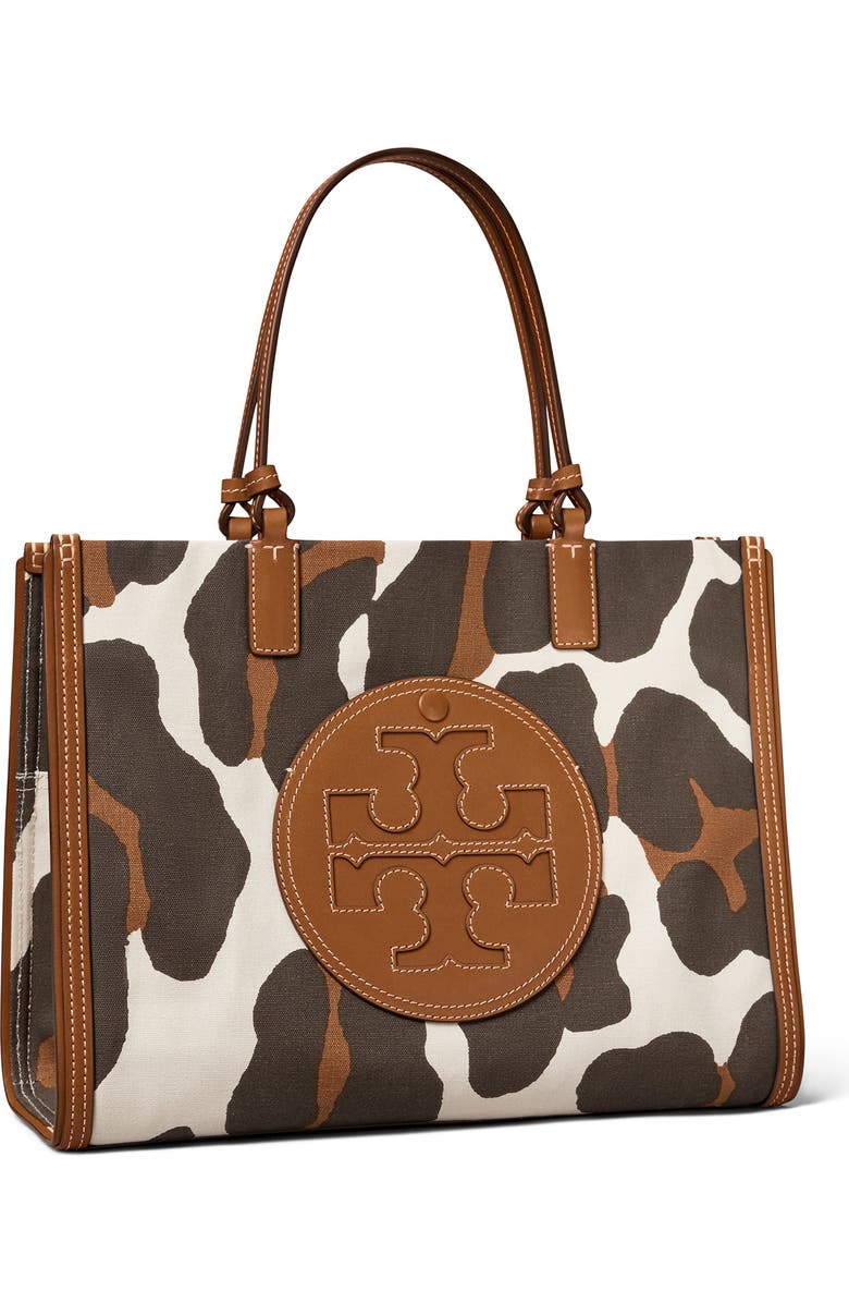 Tory Burch Ella Small Leopard Canvas Tote, Alternate, color,