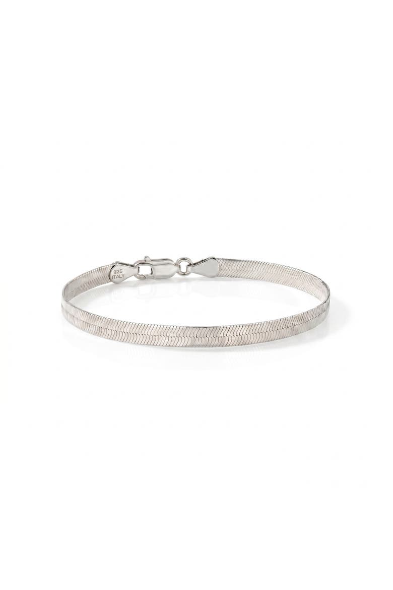 Italian Herringbone Sterling Chain Bracelet, Main, color, Silver