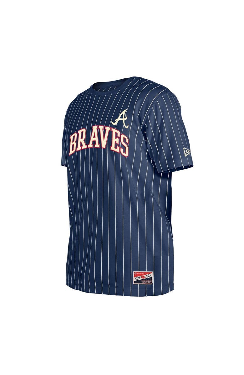 New Era Men's New Era Navy Atlanta Braves Throwback Pinstripe T-Shirt, Alternate, color, 