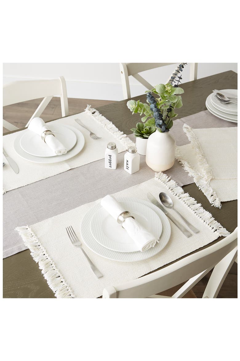 Variegated Fringe Set of 4 Placemats, Alternate, color, IVORY