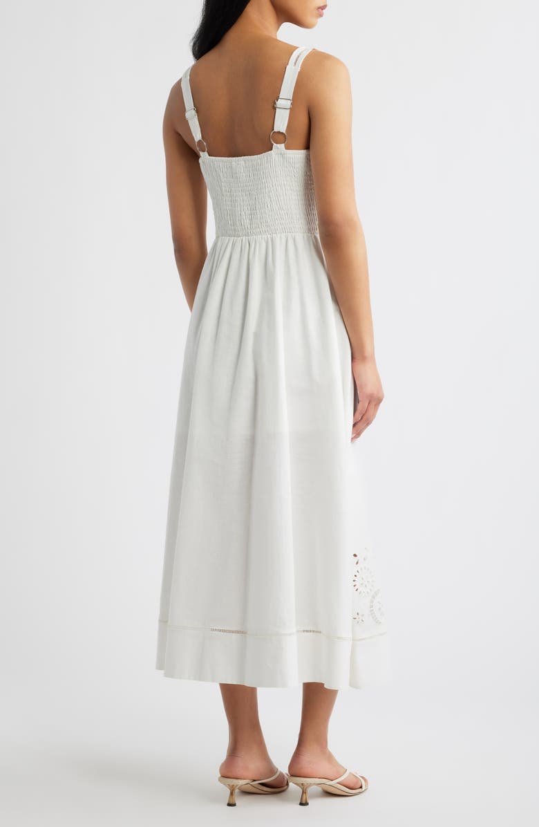 MOON RIVER Eyelet Midi Sundress, Alternate, color, Off White