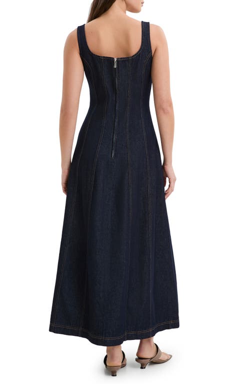 Marcella Melrose Denim Maxi Dress In Dark Blue