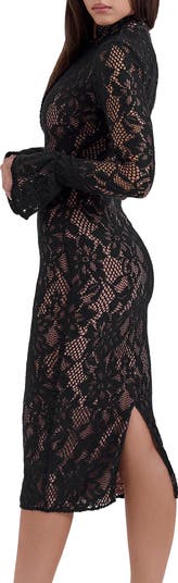 Pierette Long Sleeve Cotton Blend Cocktail Dress