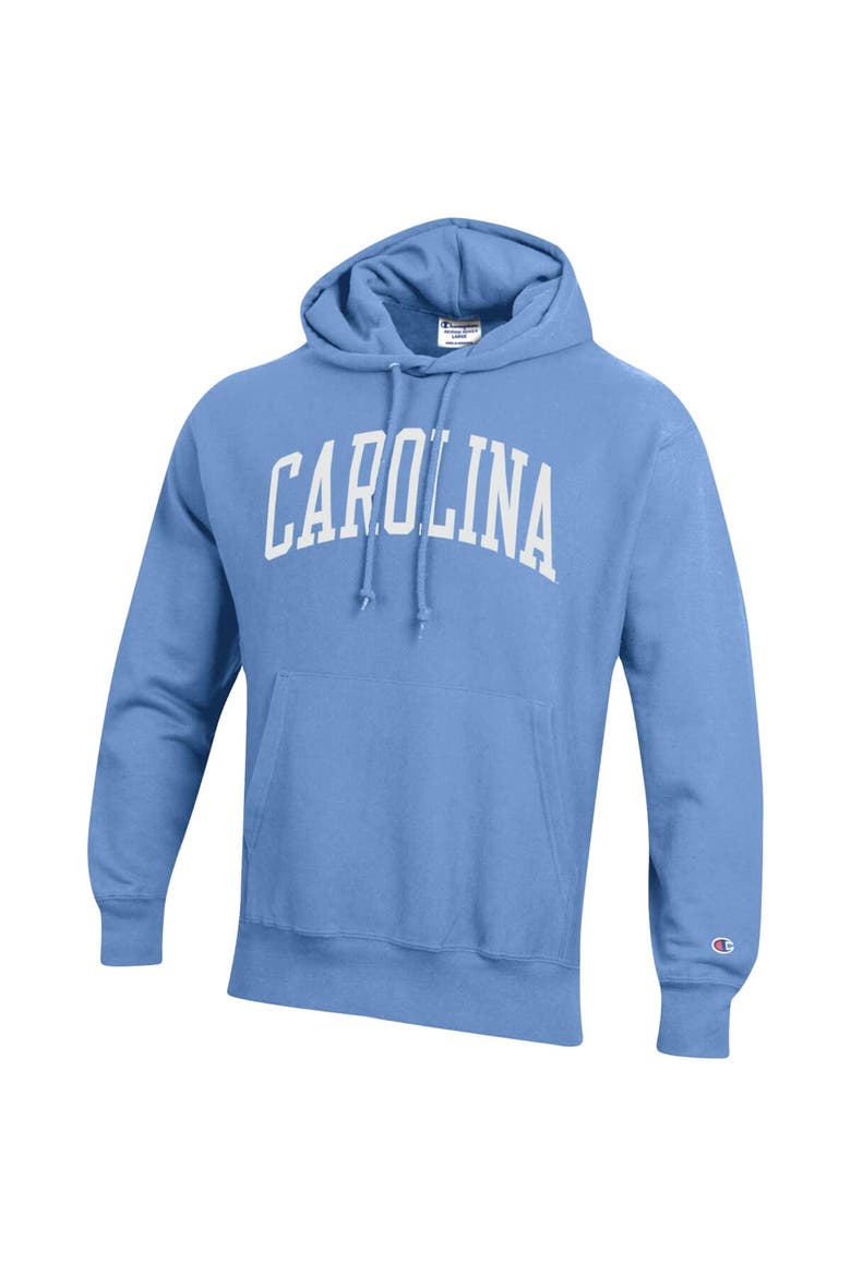 Men's Champion Carolina Blue North Carolina Tar Heels Team Arch Reverse Weave Pullover Hoodie, Alternate, color, Light Blue