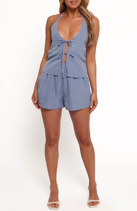 Beau Tie Front Halter Top & Shorts Set