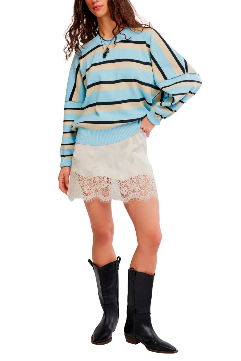 Alma Striped Pullover Sweater, Alternate, color, ICE BLUE COMBO