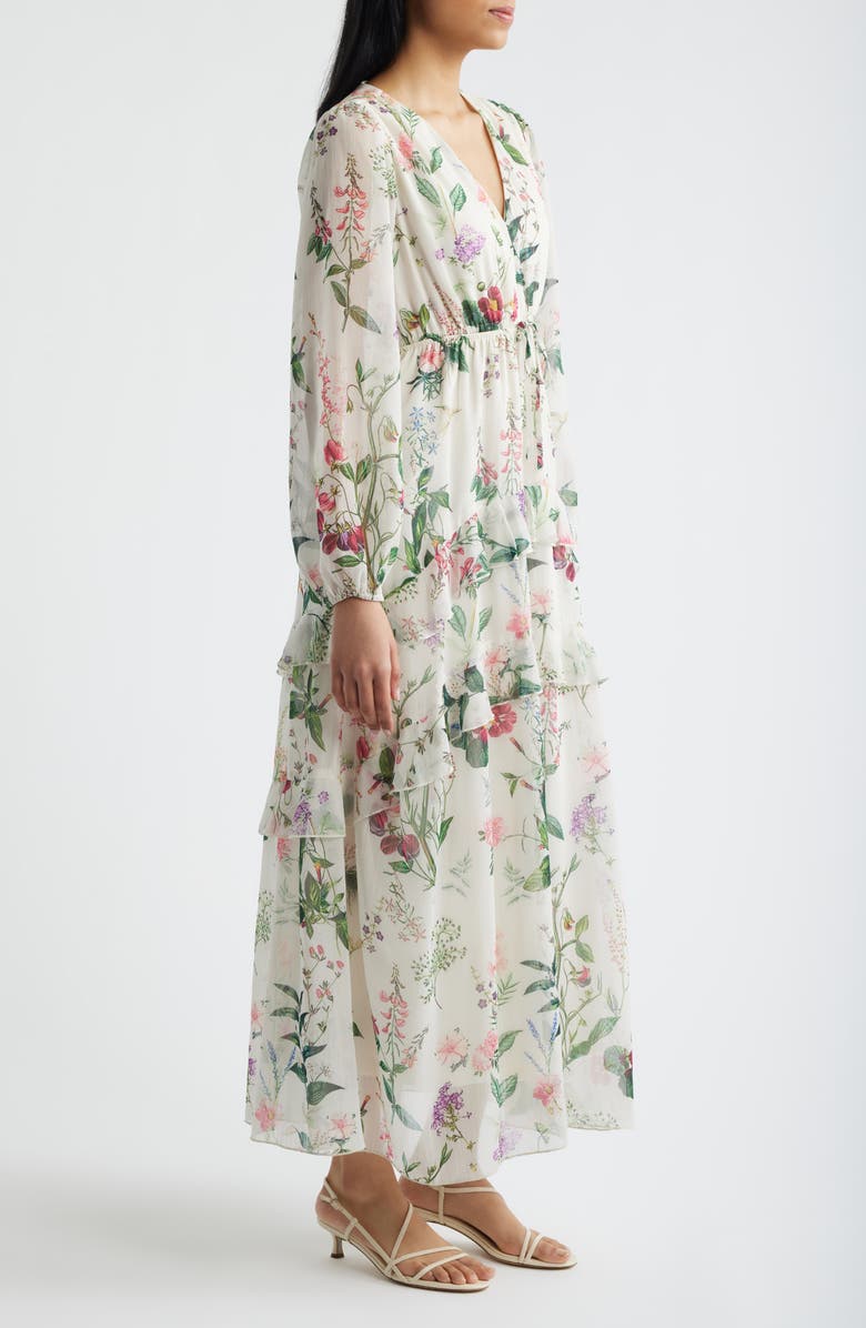 LAYERED WITH LOVE Alice Floral Long Sleeve Drawstring Waist Maxi Dress, Alternate, color, Ivory Floral