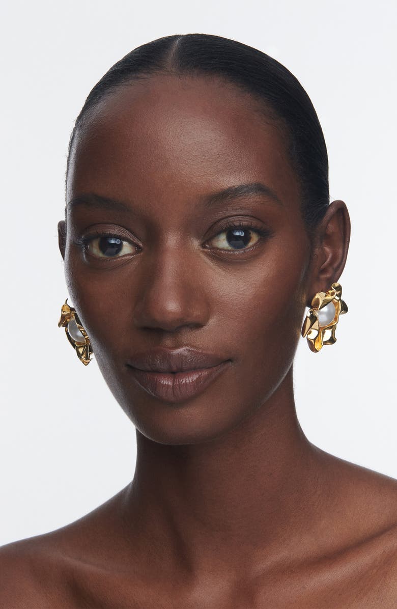 Sterling King Titania Faux Pearl Stud Earrings, Alternate, color, 