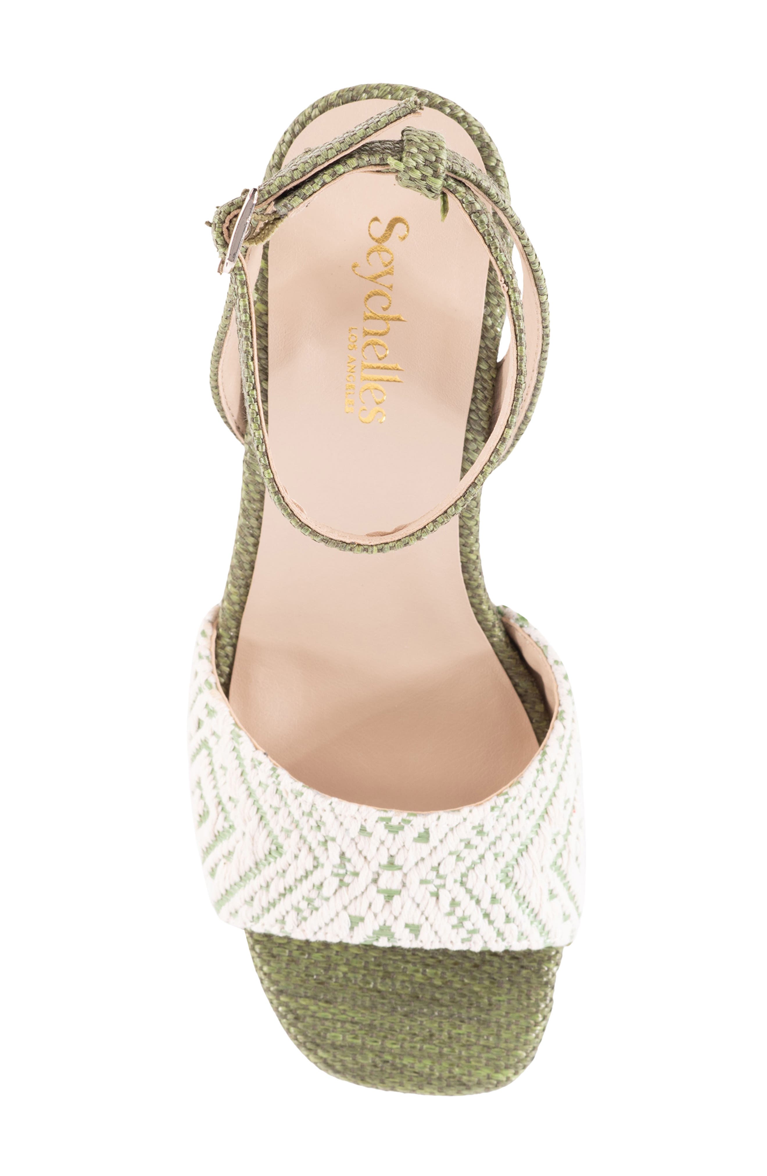 Seychelles Simple Pleasures Ankle Strap Sandal, Alternate, color, Off White/ Green