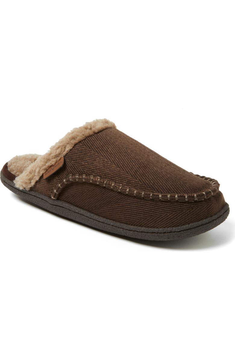 DEARFOAMS Matthew Faux Shearling Scuff Slipper, Main, color, Coffee