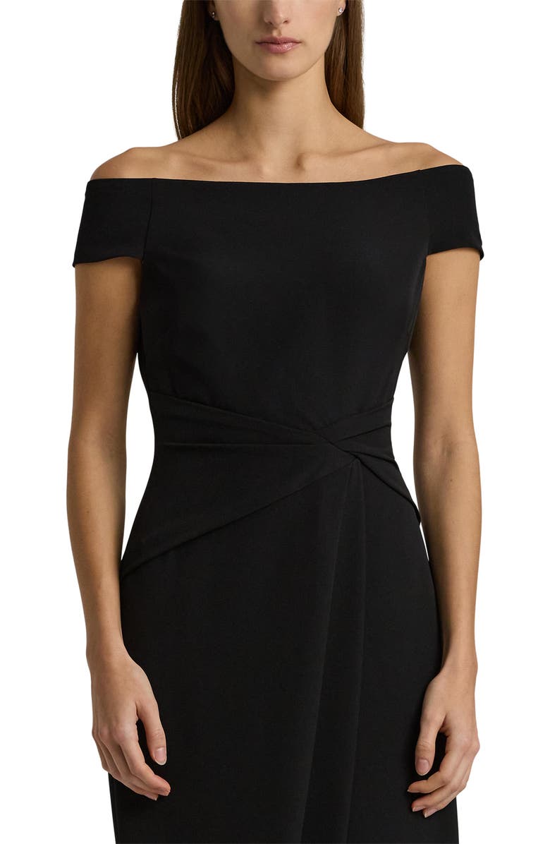 Ralph Lauren Off the Shoulder Cap Sleeve Crepe Gown, Alternate, color, 