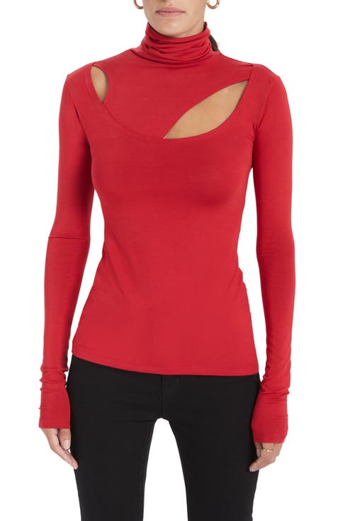 Dahlia Jersey Turtleneck Top