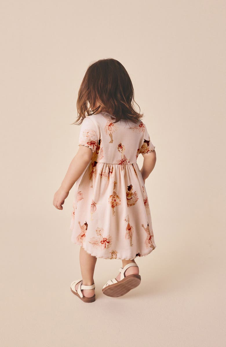 NEXT Kids' Ballerina Print Rib Dress, Alternate, color, Pink