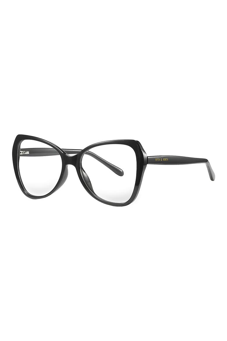 Margot 54mm Butterfly Blue Light Blocking Glasses, Alternate, color, BLACK/ CLEAR
