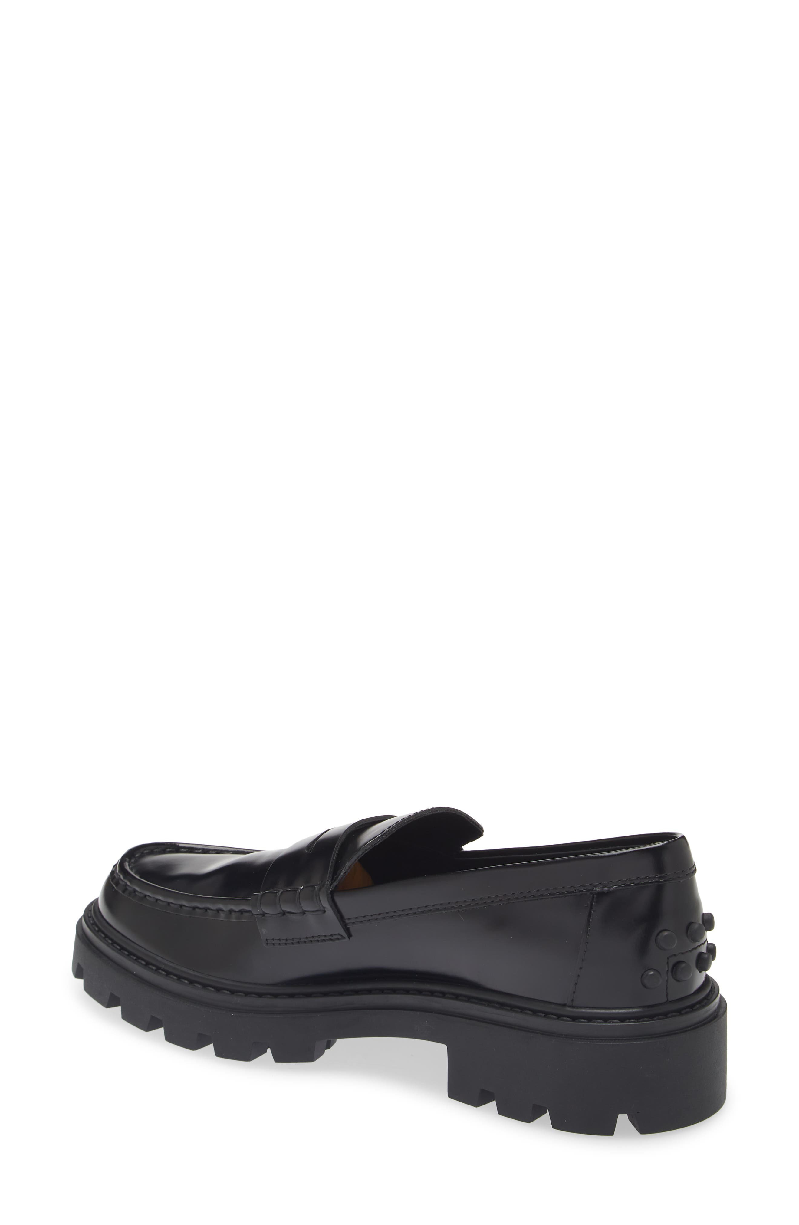 Tod's Lug Sole Penny Loafer, Alternate, color, Black