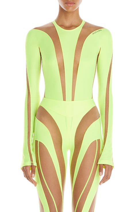Illusion Mesh Long Sleeve Bodysuit