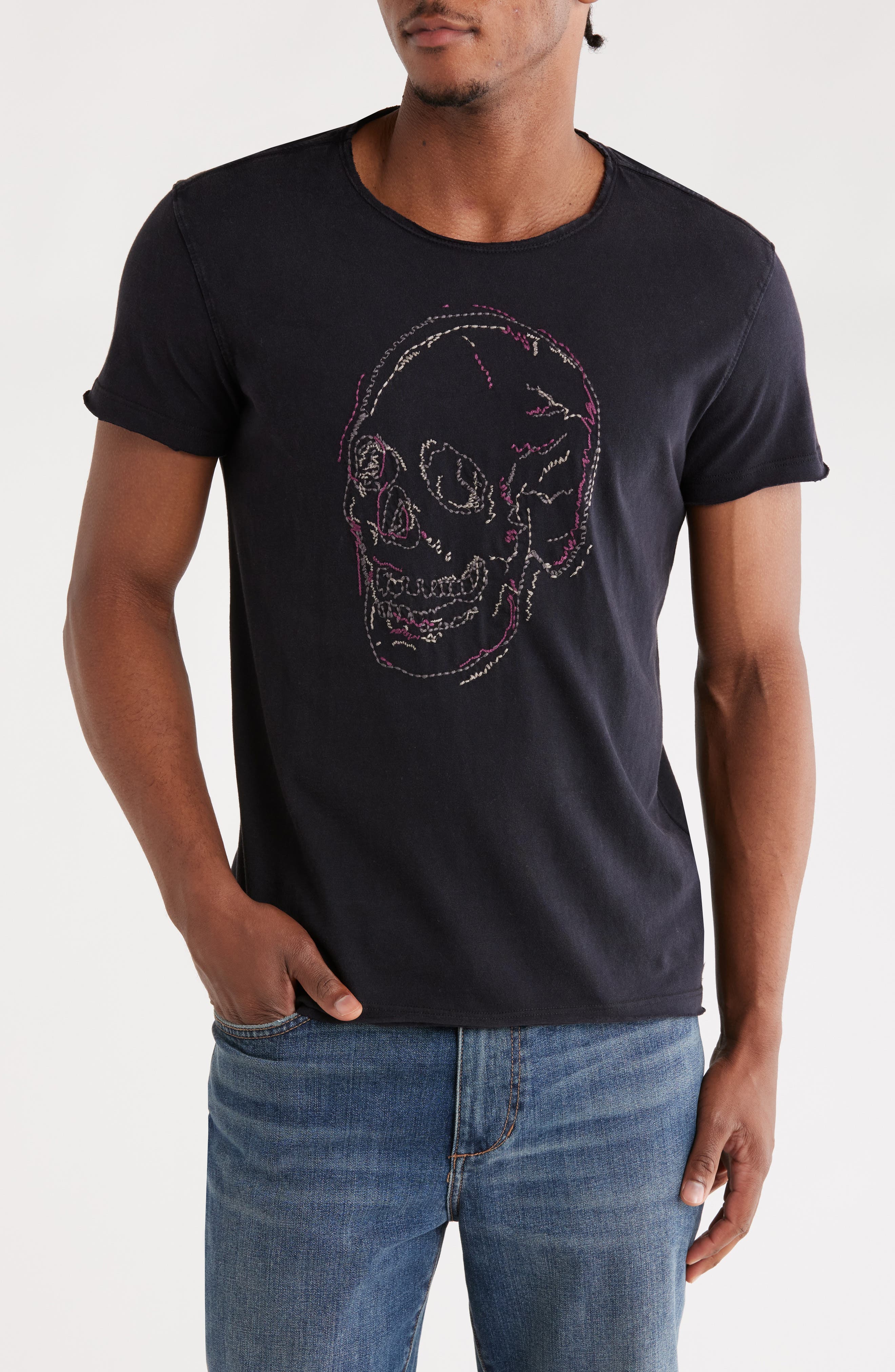 John Varvatos Embroidered Skull Organic Cotton T-Shirt