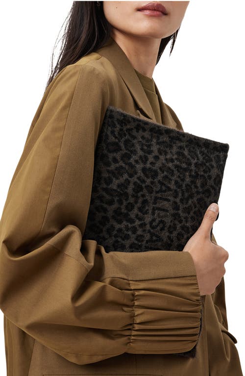 Allsaints Izzy Leopard Faux Fur Clutch