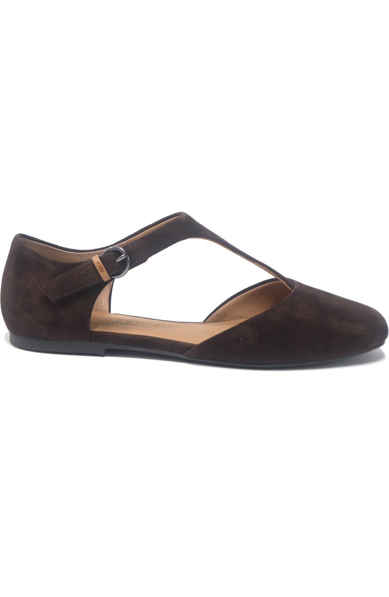Gentle Souls Wyatt T-Strap Flat, Alternate, color, Chocolate Suede