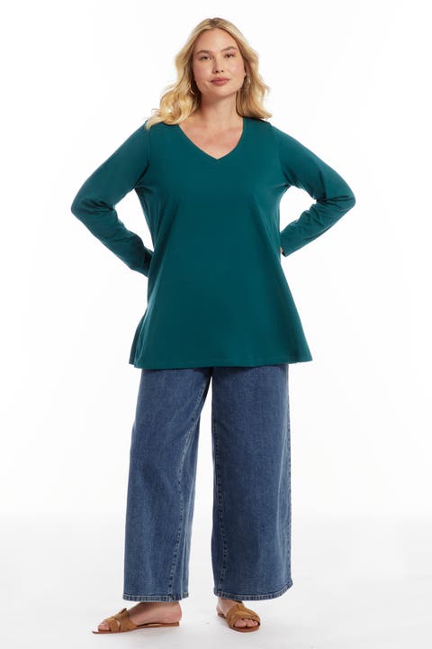 Long-Sleeve V-Neck One + Only Tunic (Plus)