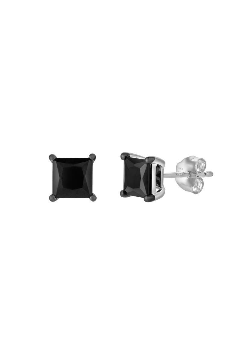 Kiri 1.9CT Princess Cut Black Spinel Stud Earrings 925 Silver, Alternate, color, Sterling Silver