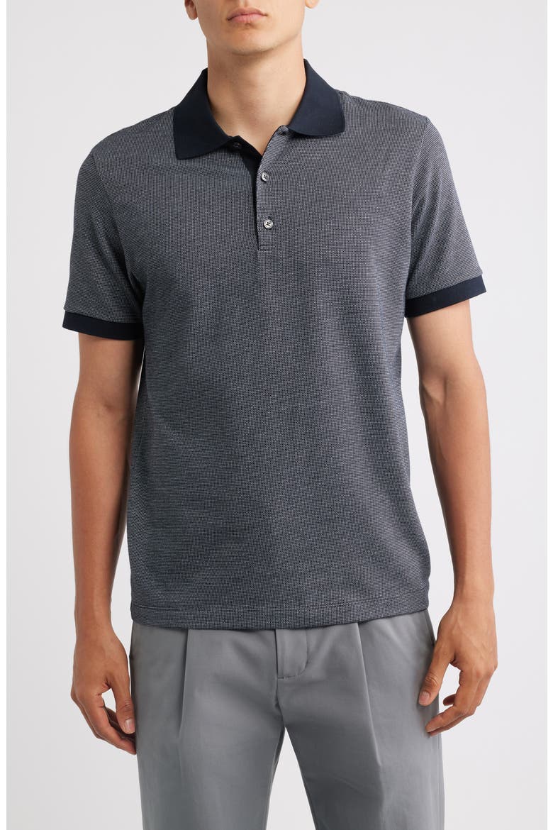 Geometric Jacquard Cotton Polo, Main, color, BALTIC
