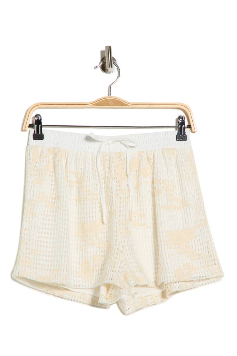 Floral Embroidered Mesh Shorts, Alternate, color, CREAM CROCHET