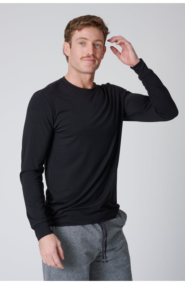 LEISURE LAB Long Sleeve Everyday T-Shirt, Alternate, color, Matte Black