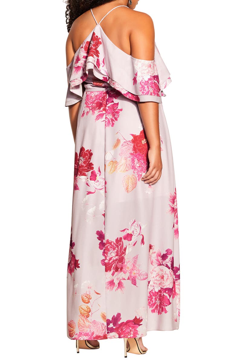 City Chic Floral Halter Neck Maxi Dress, Alternate, color,