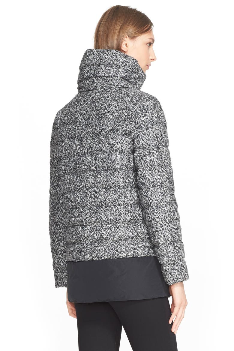 'Dauphin' Water Resistant Tweed Down Puffer Coat, Alternate, color, GREY