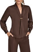 Donna Karan New York Tie Neck Satin Shirt