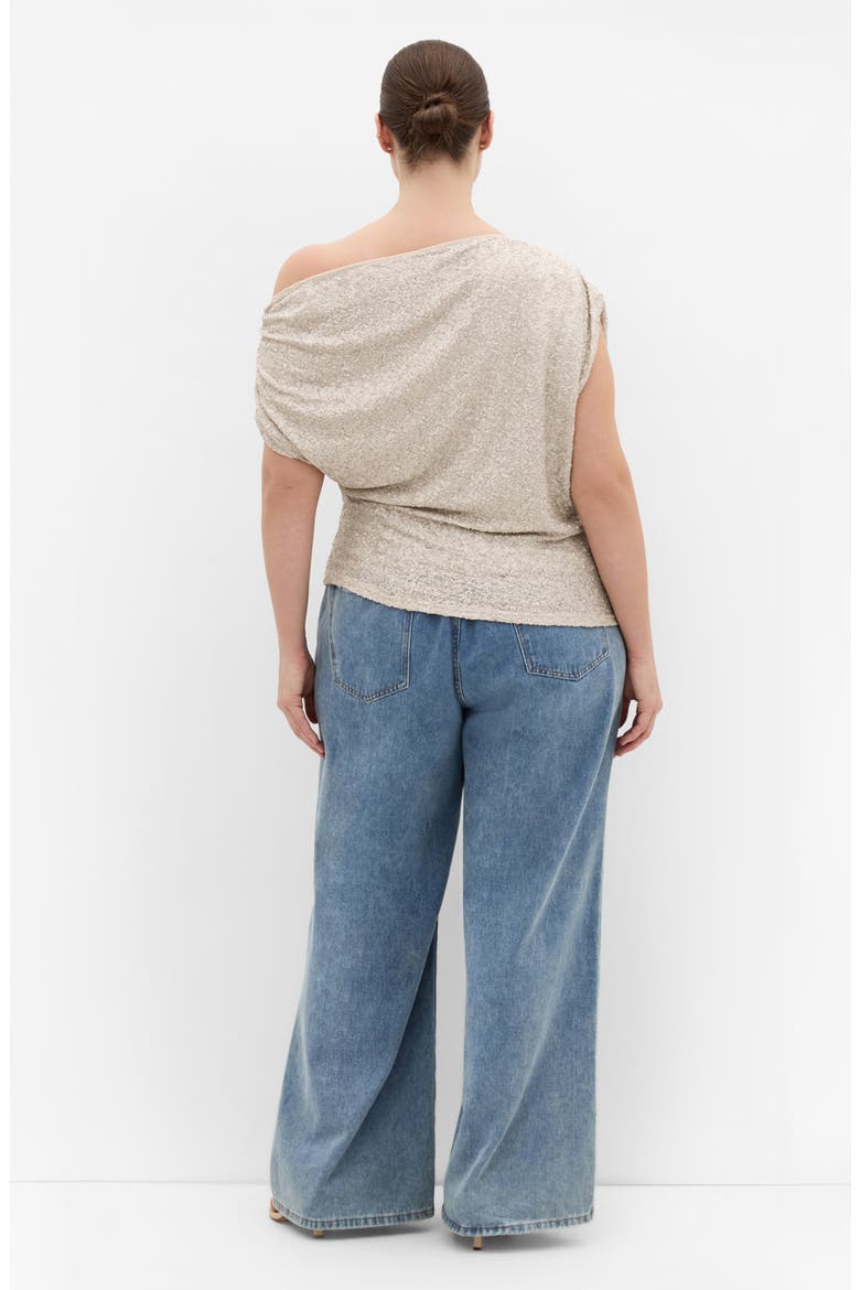 Adorn Sequined Off the Shoulder Top, Alternate, color, BRONZE GODDESS