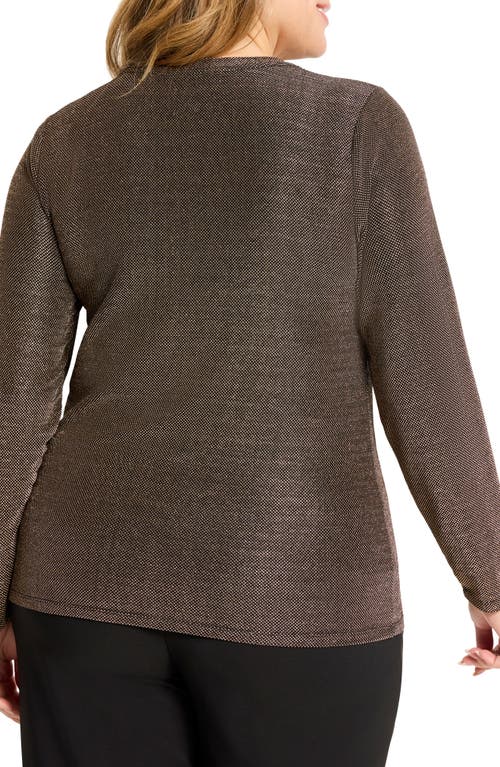 Nic + Zoe Nic+zoe Diamonte Long Sleeve Knit Top In Brown